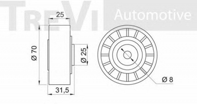 TREVI AUTOMOTIVE ta1069 -  Натяжной ролик, поликлиновой  ремень